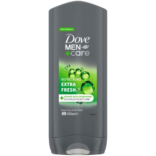 Dove Men Care Refreshing Extra Fresh 3in1 Body, Face & Hair Wash Ενυδατικό Αφρόλουτρο Προσώπου, Σώματος & Μαλλιών για Άνδρες, με Άρωμα Μανταρίνι & Σανταλόξυλο 400ml